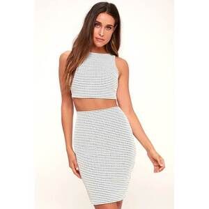 Lulus Jolee Black And White Grid Print Pencil Skirt - Size Small